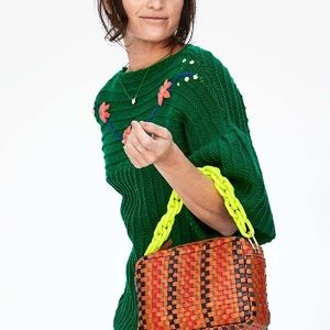 Clare V Shortie Strap neon yellow resin